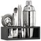 Cocktail Shaker Set 13-Piece Stainless Steel Bar Tools with Wicker Stand for Home Bar